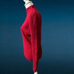 Like New. Olivia Sky ribbed mock turtleneck sweater, cut-out sleeves, size XL
